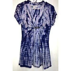 Blue Tie Dye Blouse with Jewels Womens L